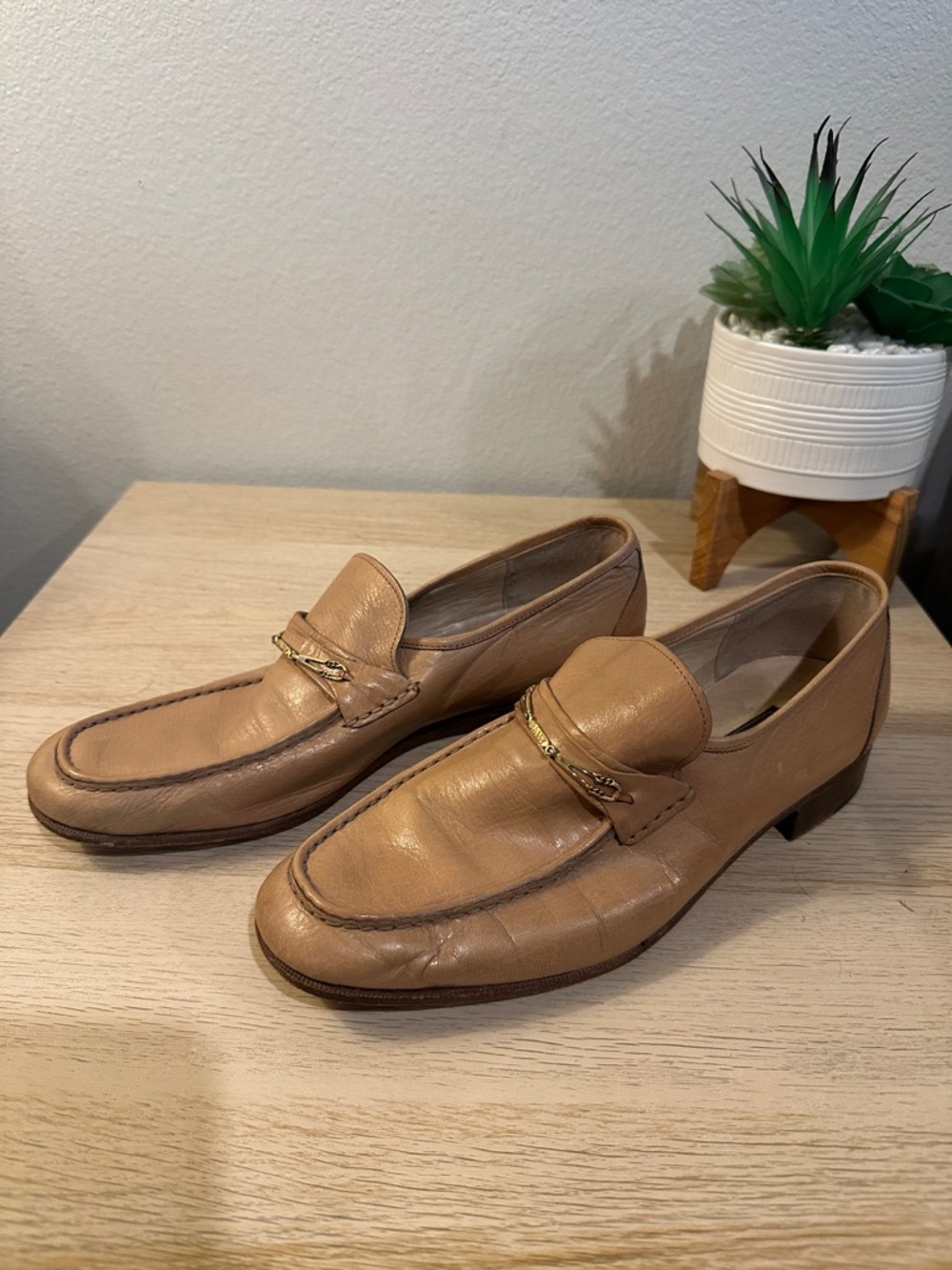 Bally Tan Leather Bit Loafers